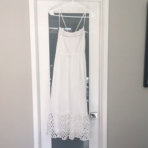 J crew ruffle eyelet midi white sun dress (NWT)